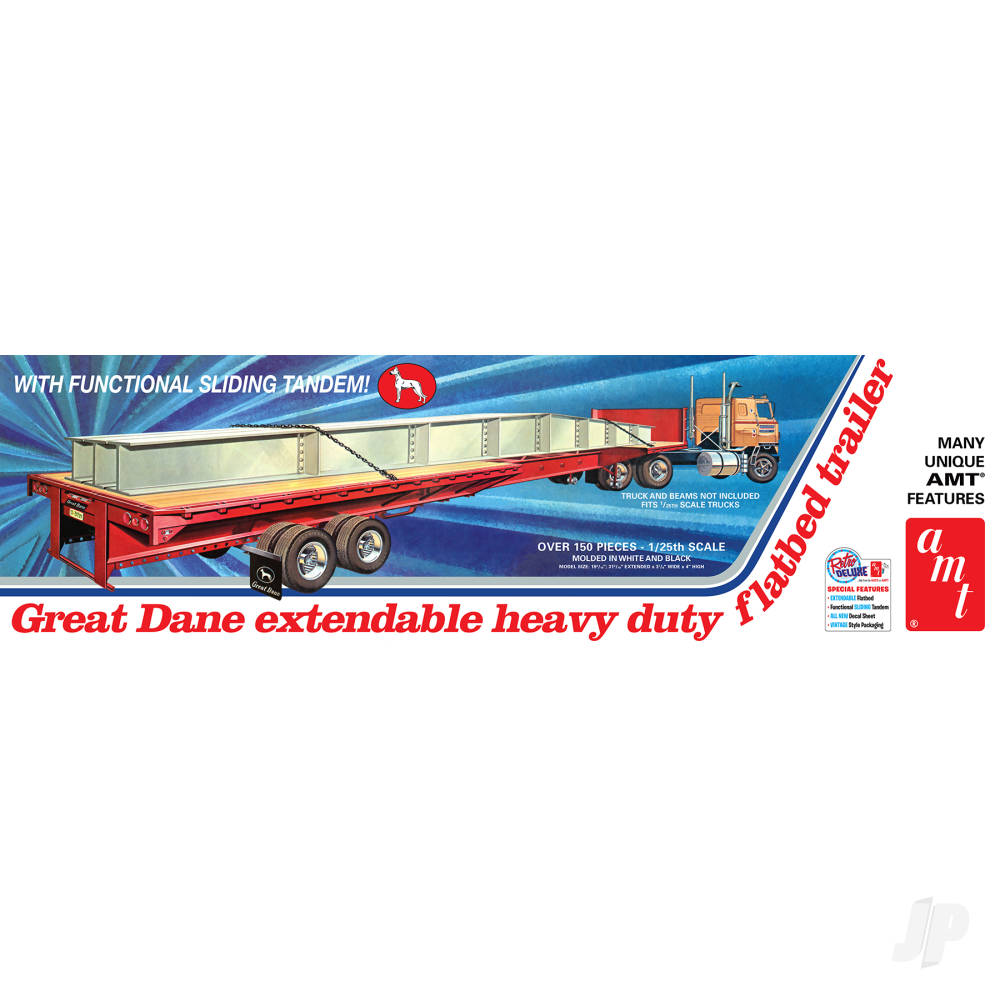 AMT 1111 Great Dane Extendable Flat Bed Trailer 1:25 Model Kit