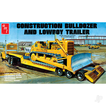 AMT 1218 Lowboy Trailer & Bulldozer Combo 1:25 Plastic Model Kit
