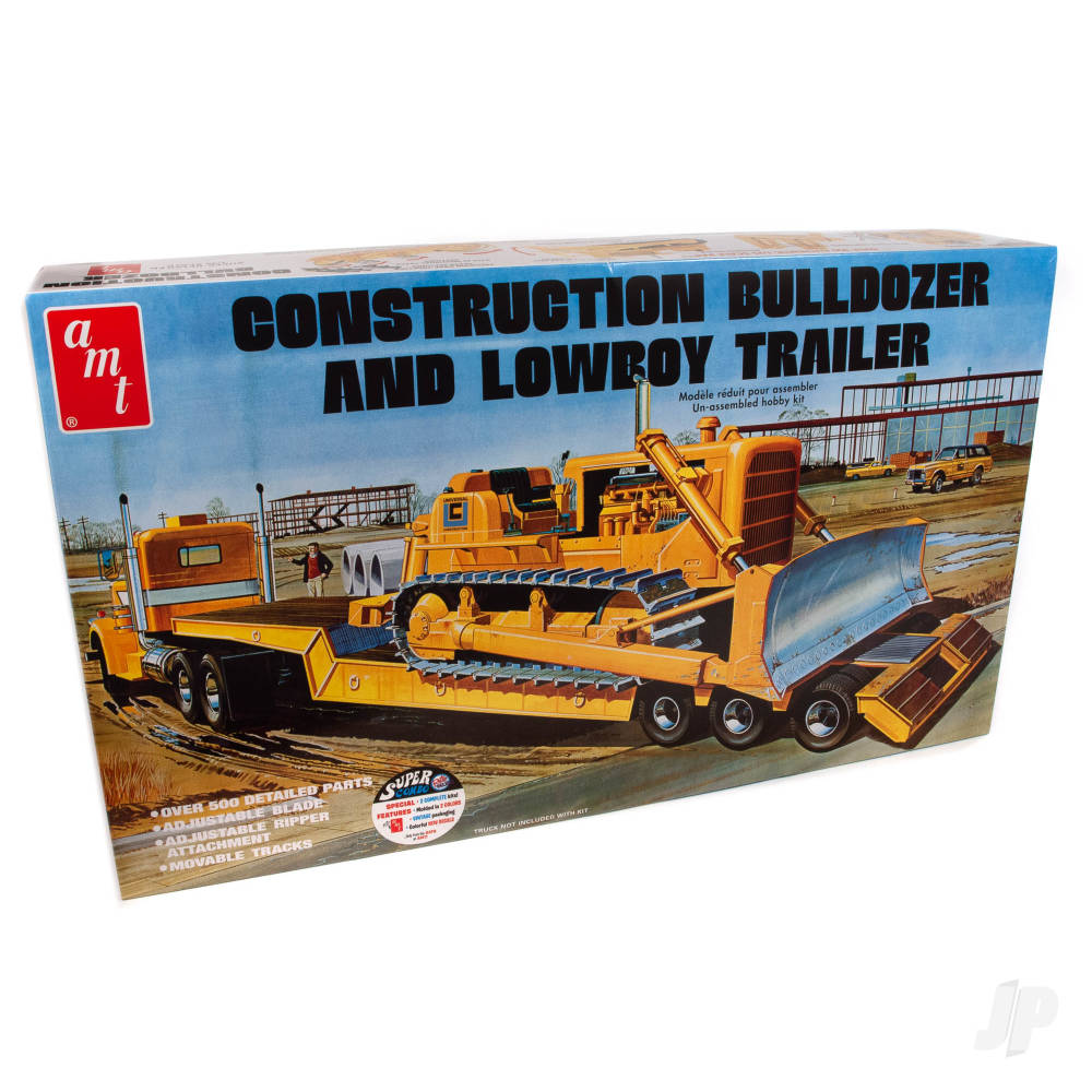AMT 1218 Lowboy Trailer & Bulldozer Combo 1:25 Plastic Model Kit
