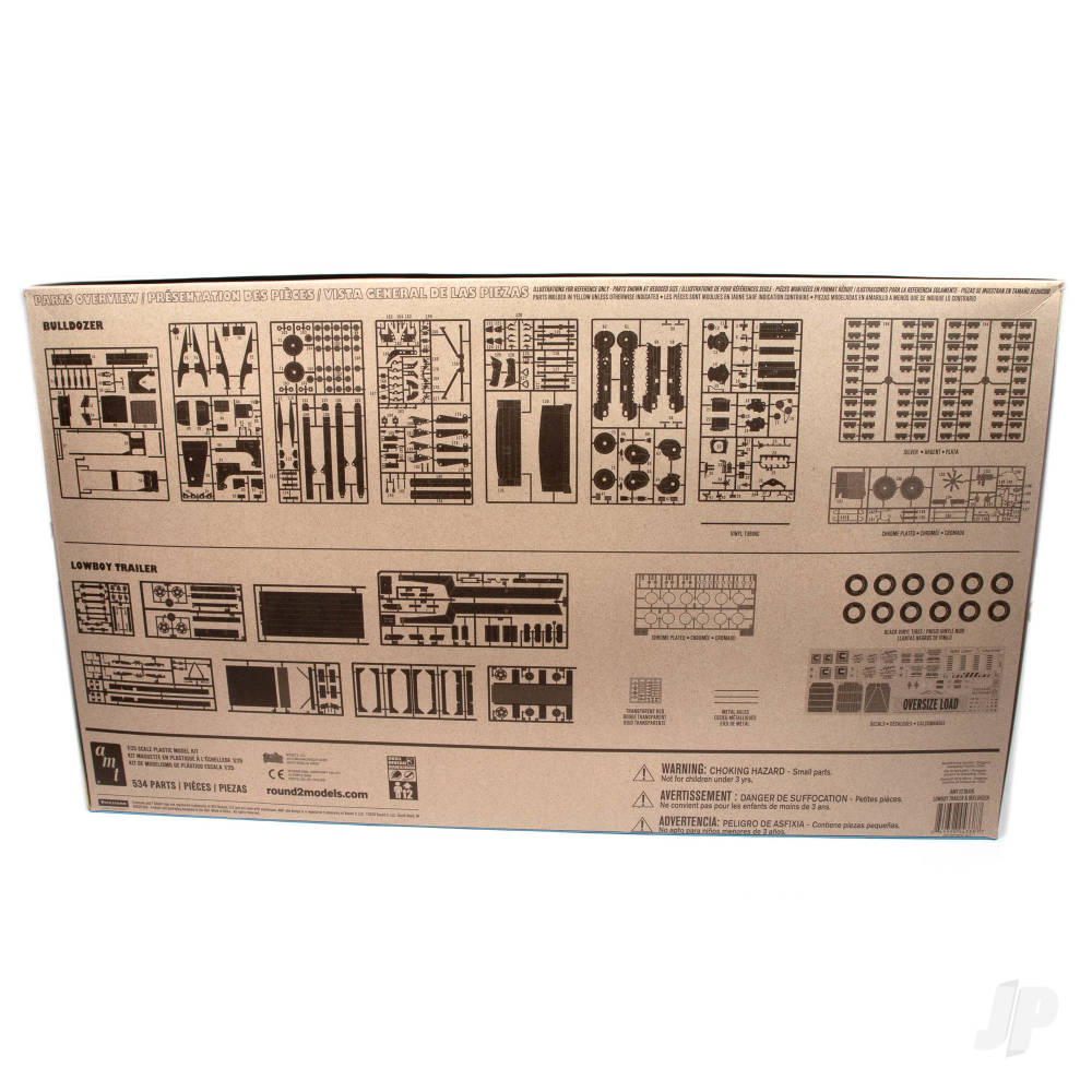 AMT 1218 Lowboy Trailer & Bulldozer Combo 1:25 Plastic Model Kit