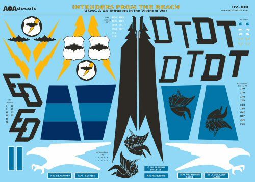 AOA 32001 USMC A-6A Intruder Vietnam Decals Beach-Based 1:32