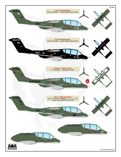 AOA 32004 OV-10A Bronco Black Ponies Vietnam War Decals 1:32