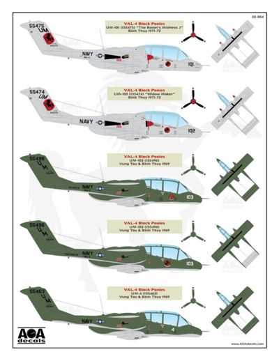 AOA 32004 OV-10A Bronco Black Ponies Vietnam War Decals 1:32