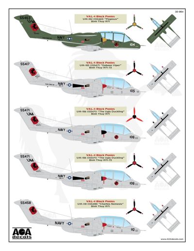 AOA 32004 OV-10A Bronco Black Ponies Vietnam War Decals 1:32