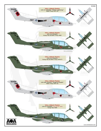 AOA 32004 OV-10A Bronco Black Ponies Vietnam War Decals 1:32