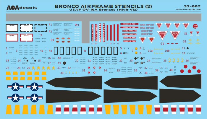 AOA Decals AOA32007 1:32 North-American/Rockwell OV-10A Broncos airframe stencil