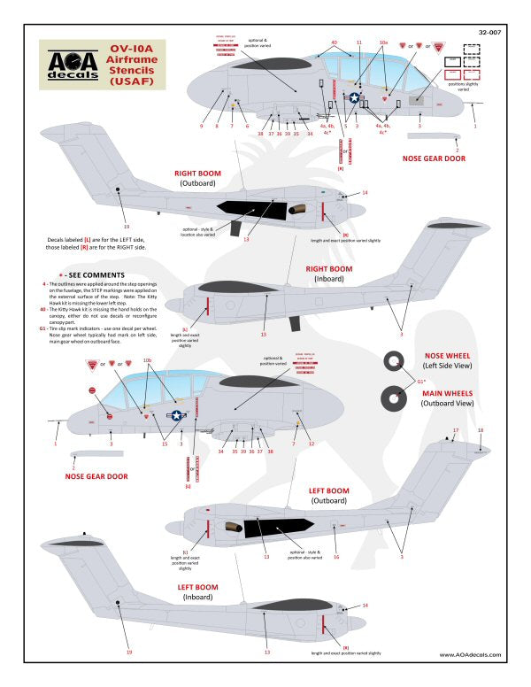 AOA Decals AOA32007 1:32 North-American/Rockwell OV-10A Broncos airframe stencil