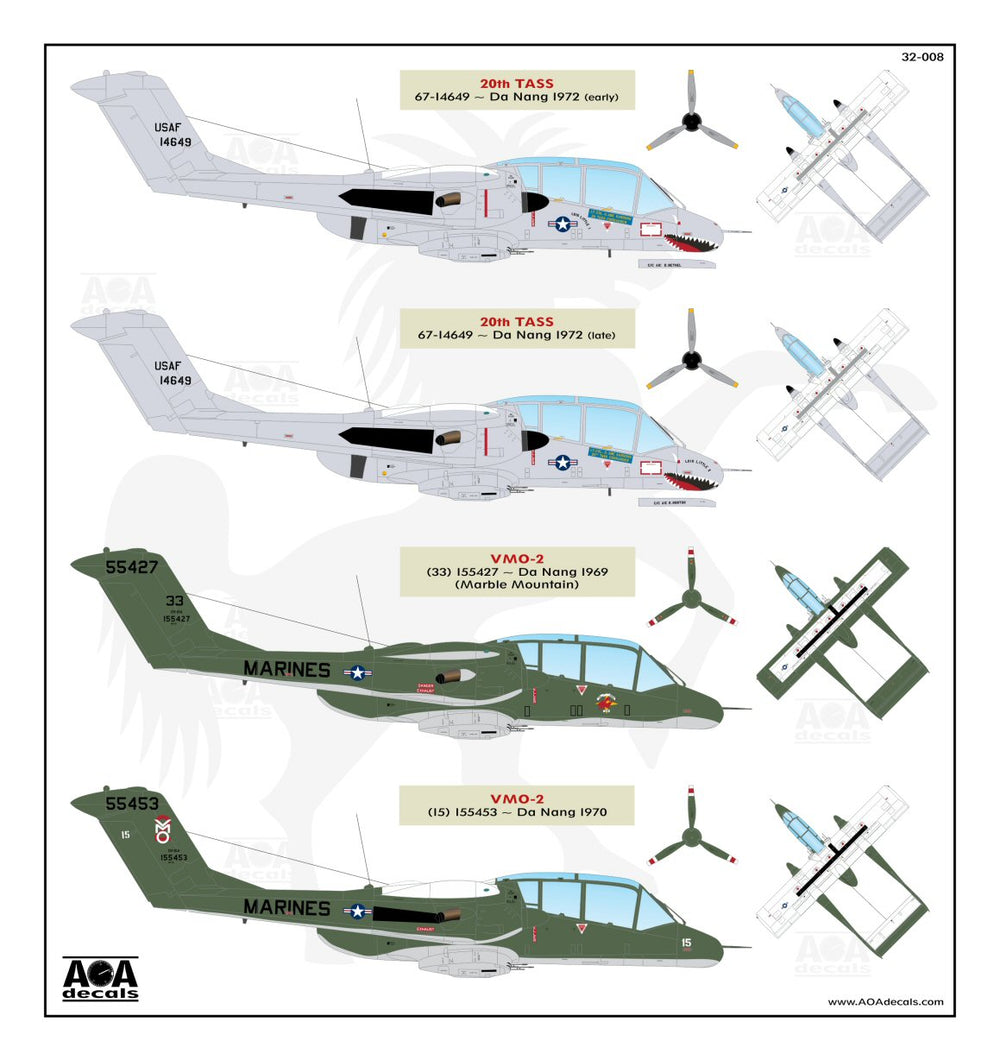 AOA Decals AOA32008 1:32 USAF & USMC North-American/Rockwell OV-10A Broncos