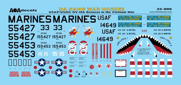 AOA Decals AOA32008 1:32 USAF & USMC North-American/Rockwell OV-10A Broncos
