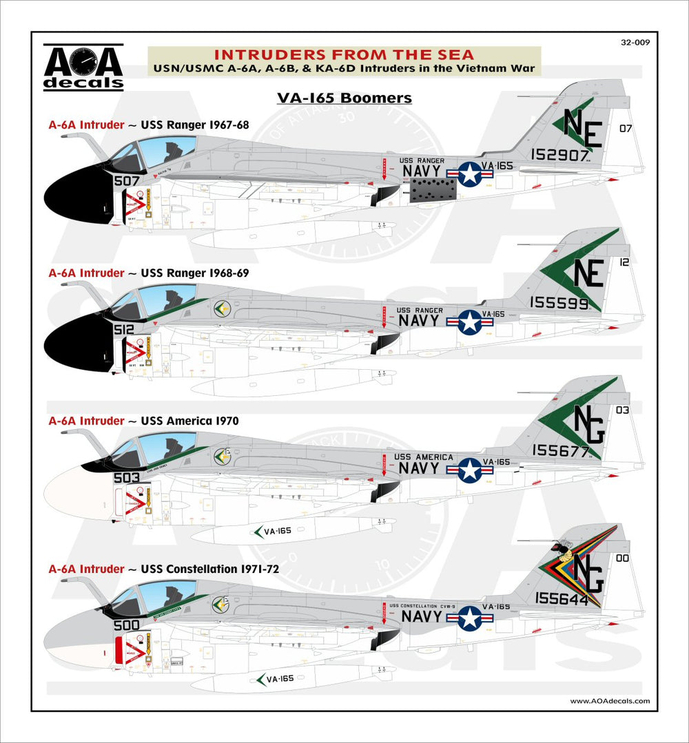AOA 32009 USN/USMC A-6A/B/KA-6D Intruder Vietnam Decals 1:32