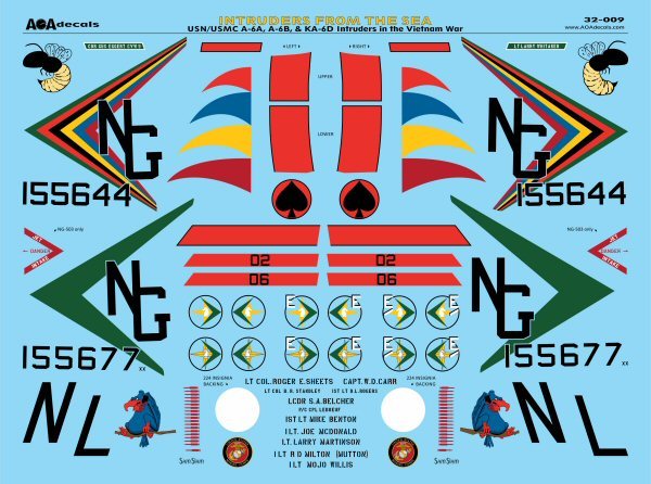 AOA 32009 USN/USMC A-6A/B/KA-6D Intruder Vietnam Decals 1:32