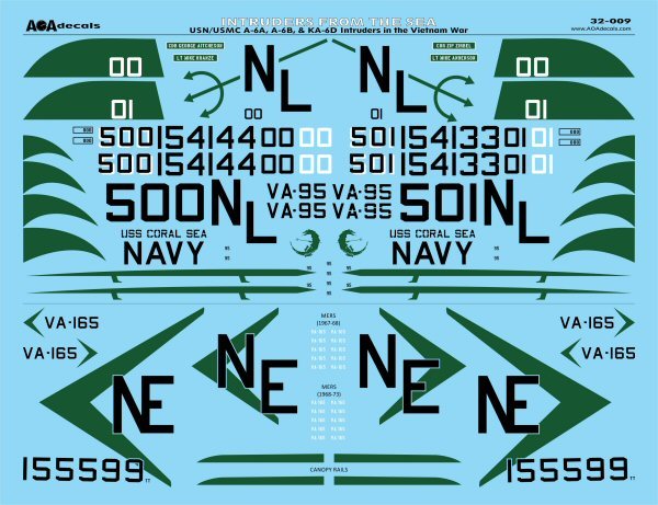 AOA 32009 USN/USMC A-6A/B/KA-6D Intruder Vietnam Decals 1:32