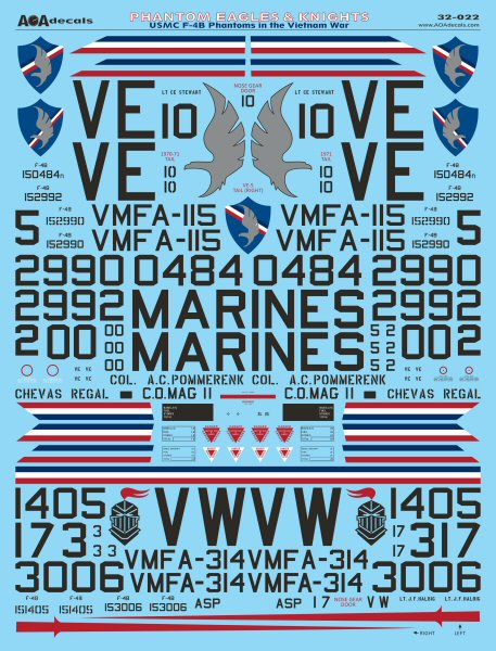 AOA 32022 USMC F-4B Phantom Vietnam War Decals (for Tamiya) 1:32