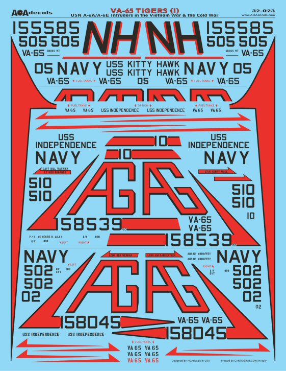 AOA Decals AOA32023 1:32 VA-65 TIGERS