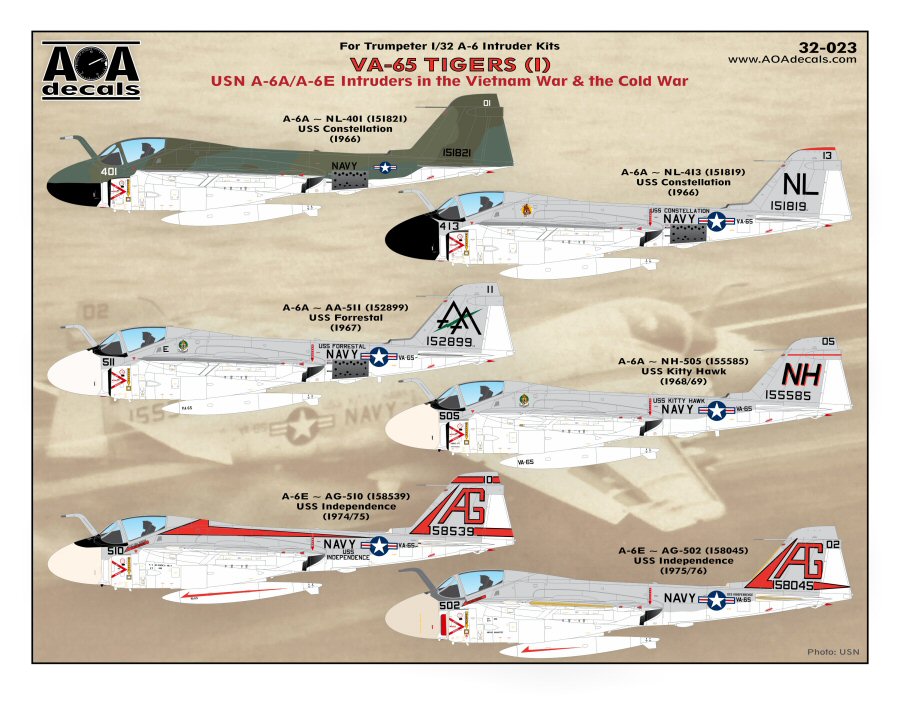 AOA Decals AOA32023 1:32 VA-65 TIGERS