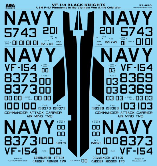 AOA Decals AOA32030 1:32 VF-154 Black Knights