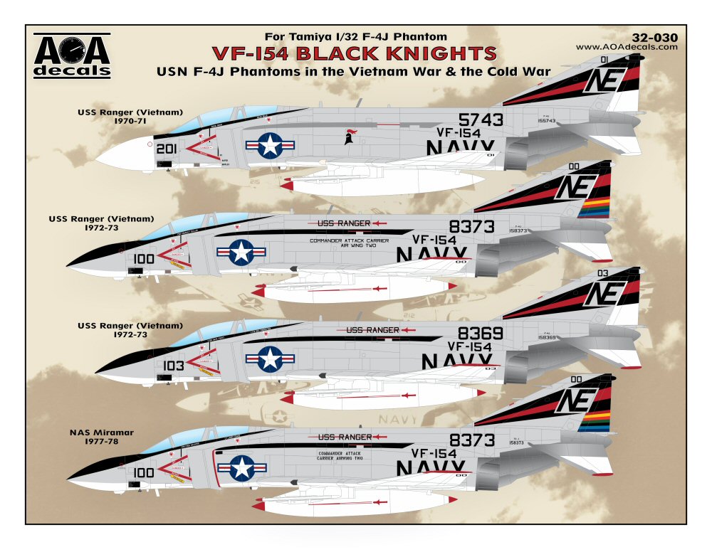AOA Decals AOA32030 1:32 VF-154 Black Knights
