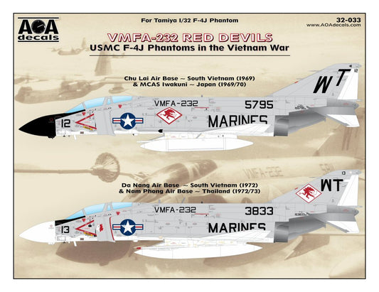 AOA Decals AOA32033 1:32 VMFA-232 Red Devils