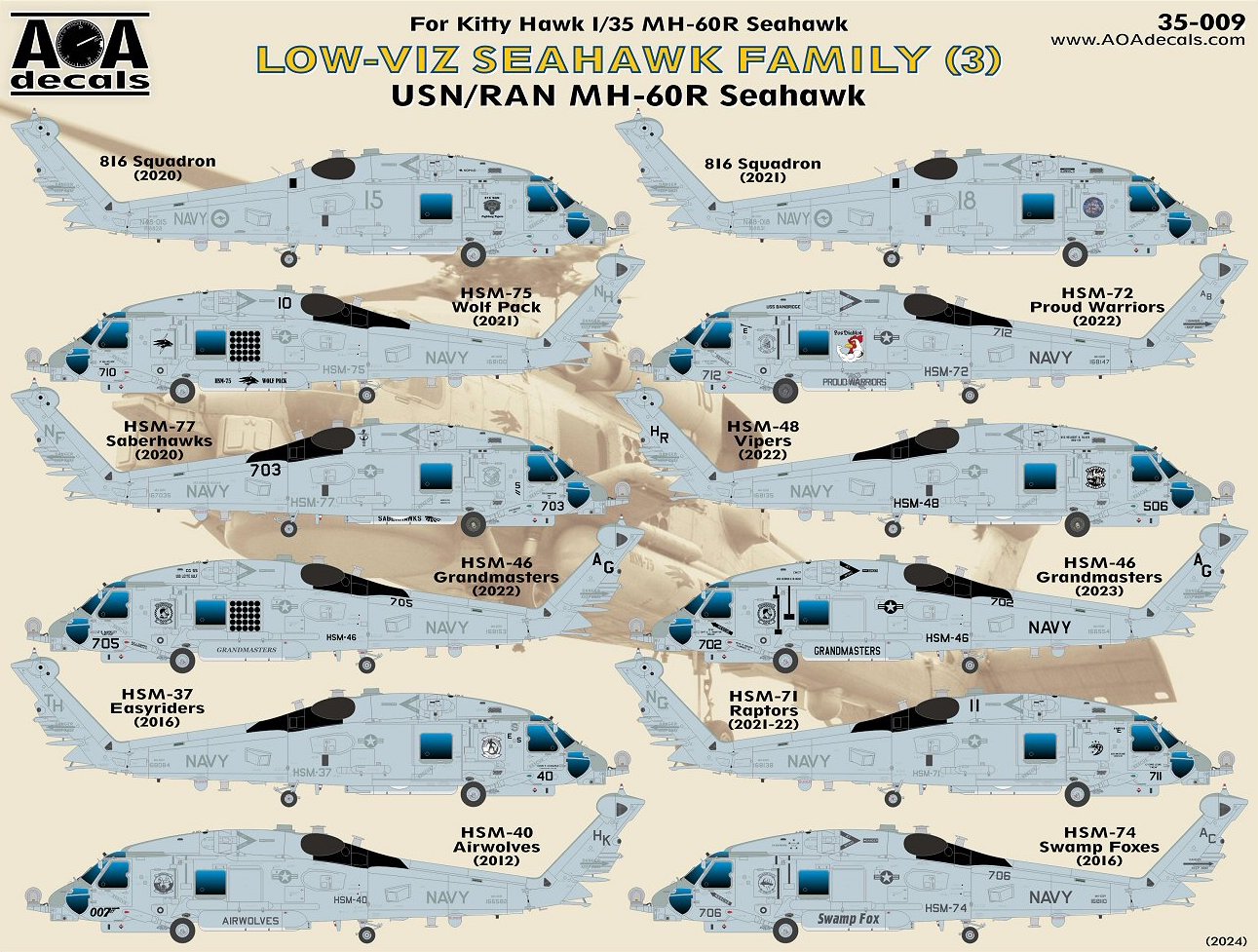 AOA Decals AOA35009 1:35 LOW-VIZ SEAHAWK FAMILY