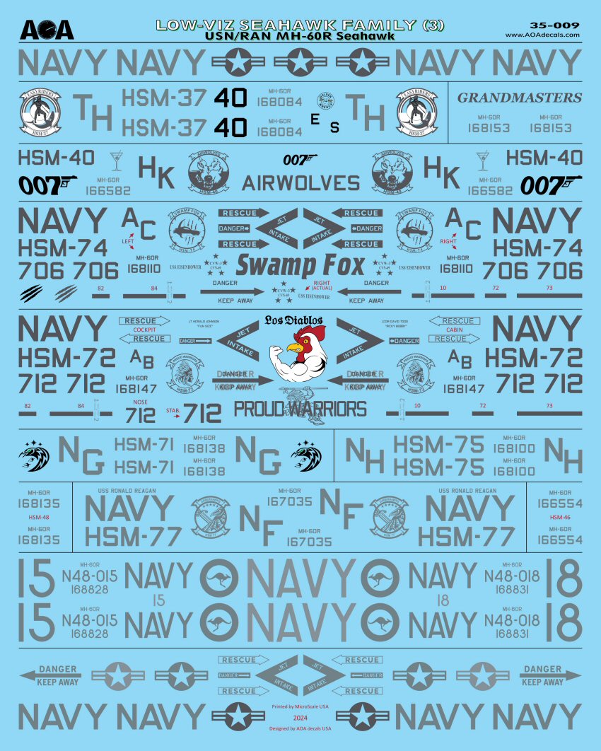 AOA Decals AOA35009 1:35 LOW-VIZ SEAHAWK FAMILY
