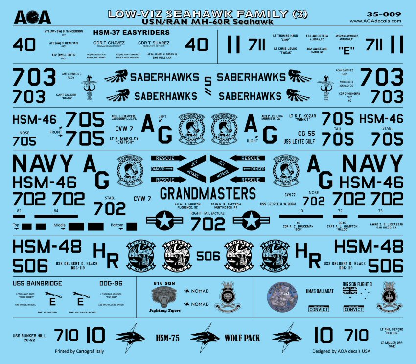 AOA Decals AOA35009 1:35 LOW-VIZ SEAHAWK FAMILY