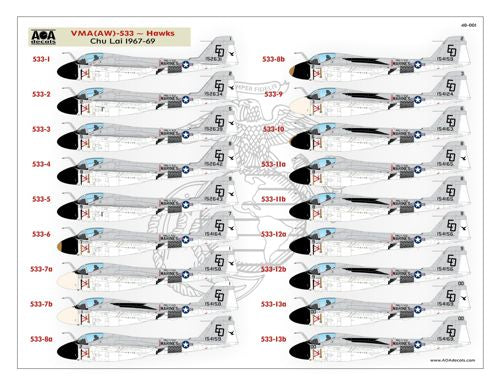 AOA 48001 USMC A-6A Intruder Vietnam Decals Beach-Based 1:48