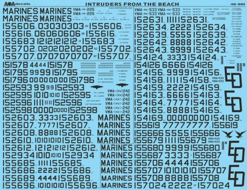 AOA 48001 USMC A-6A Intruder Vietnam Decals Beach-Based 1:48