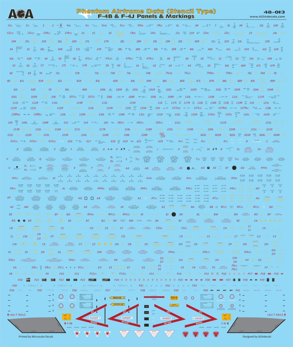 AOA Decals AOA48013 1:48 McDonnell F-4B/F-4J PHANTOM AIRFRAME DATA