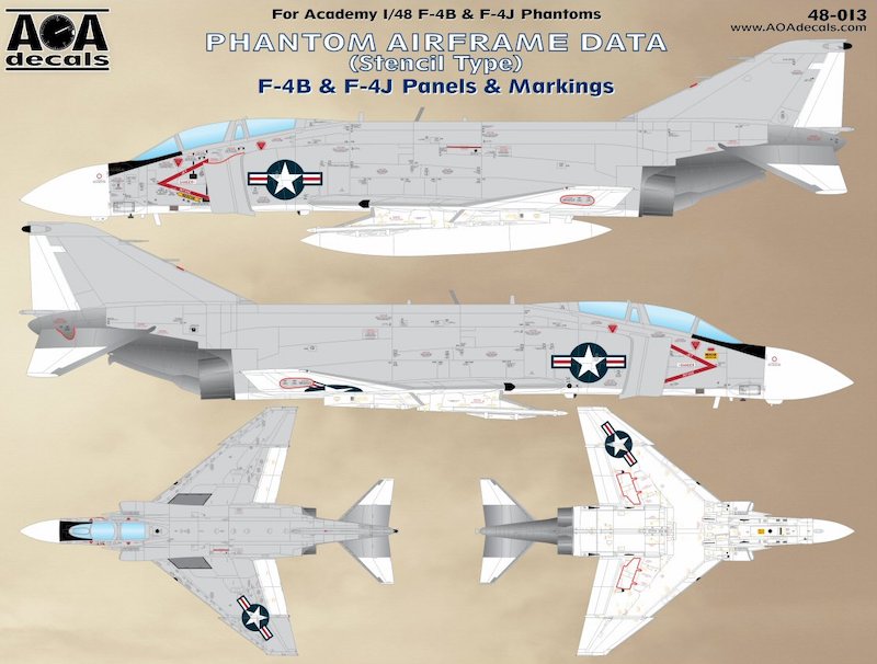 AOA Decals AOA48013X 1:48 McDonnell F-4B/F-4J PHANTOM AIRFRAME DATA