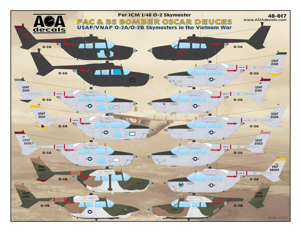 AOA 48017 USAF/VNAF O-2A/B Skymaster Vietnam War Decals 1:48