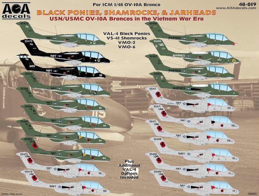 AOA Decals AOA48019 1:48 Black Ponies, Shamrocks, & Jarheads