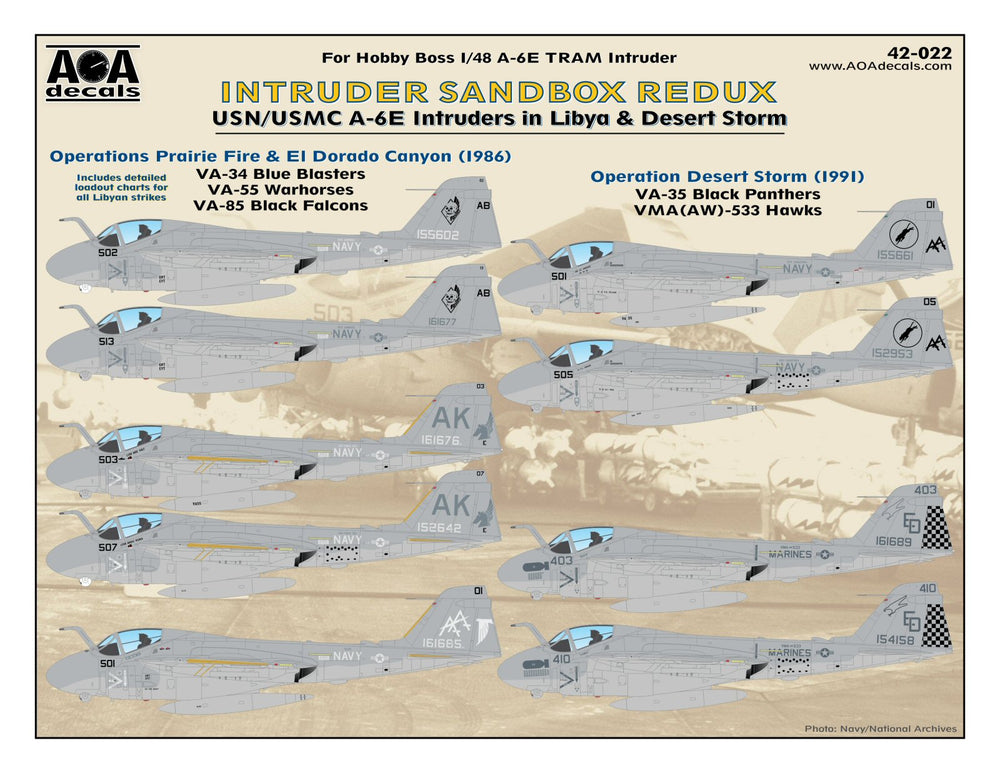 AOA Decals AOA48022 1:48 Grumman Intruder Sandbox Redux