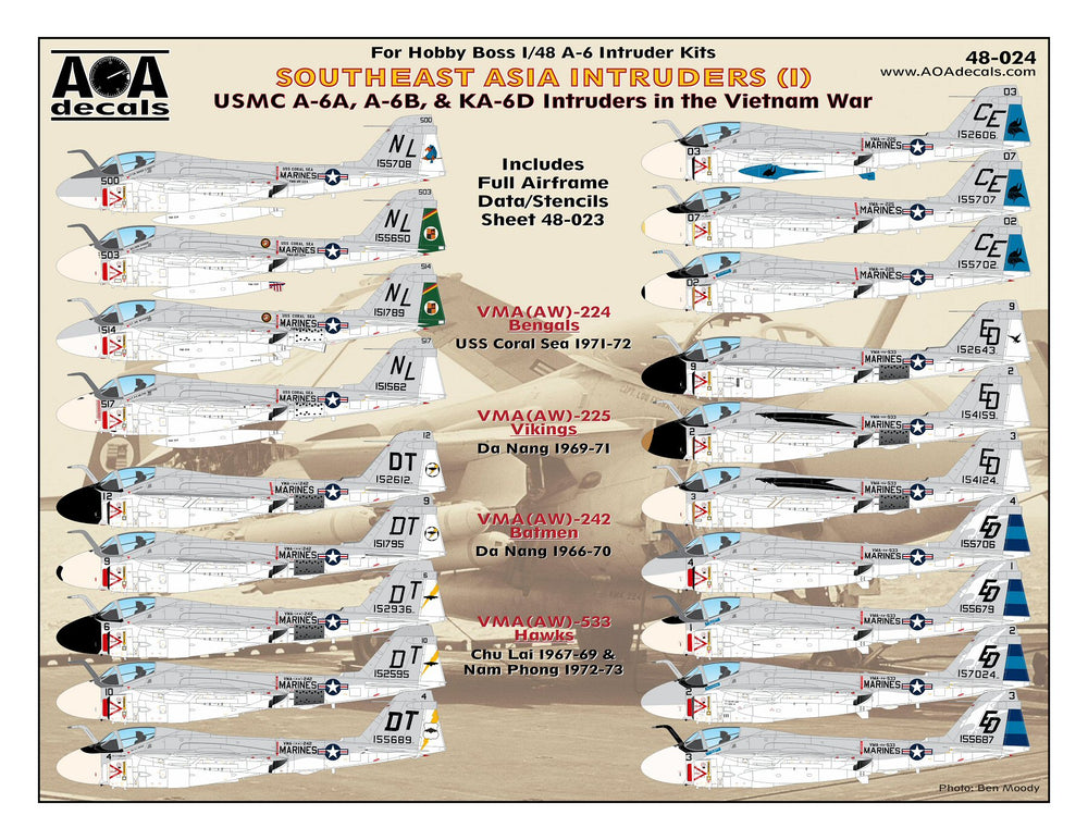 AOA Decals AOA48024 1:48 Southeast Asia Grumman Intruders