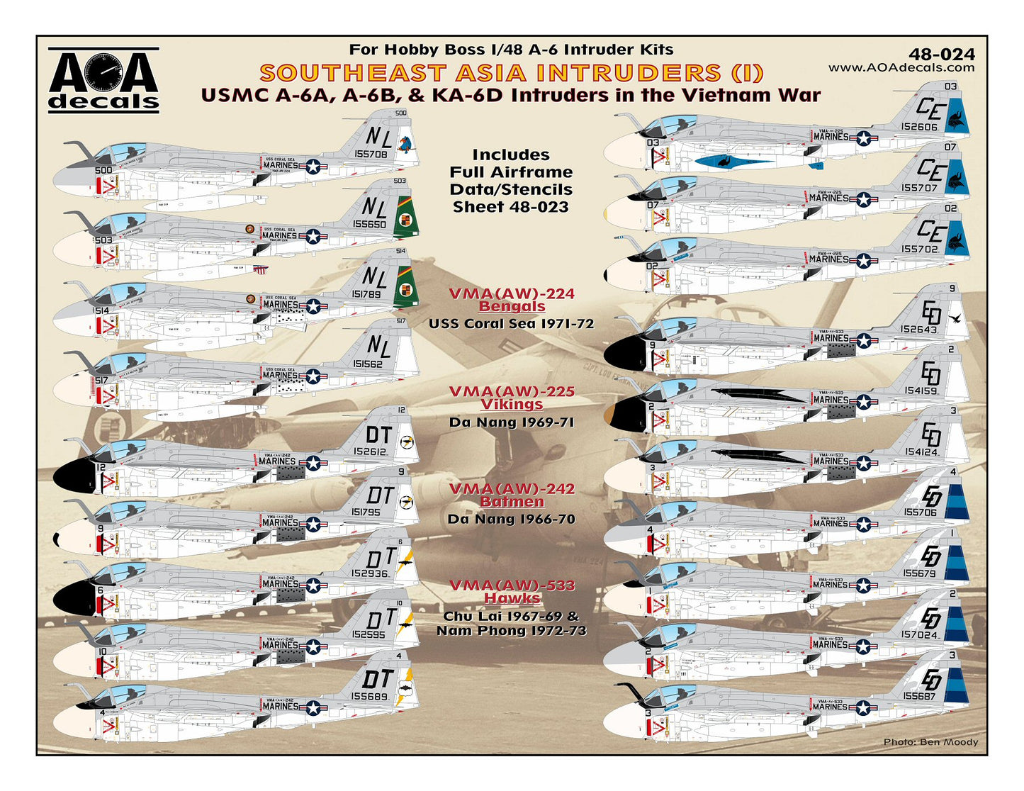 AOA Decals AOA48024 1:48 Southeast Asia Grumman Intruders