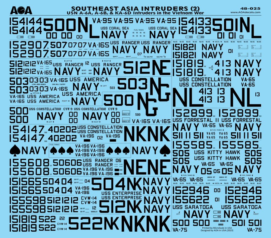 AOA Decals AOA48025 1:48 Southeast Asia Grumman Intruders