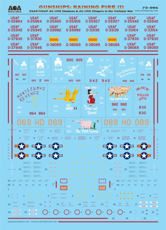 AOA 72006 Fairchild AC-119G/K Shadow & Stinger Vietnam Decals 1:72