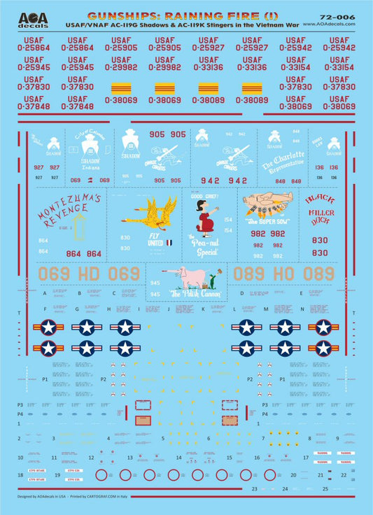 AOA 72006 Fairchild AC-119G/K Shadow & Stinger Vietnam Decals 1:72
