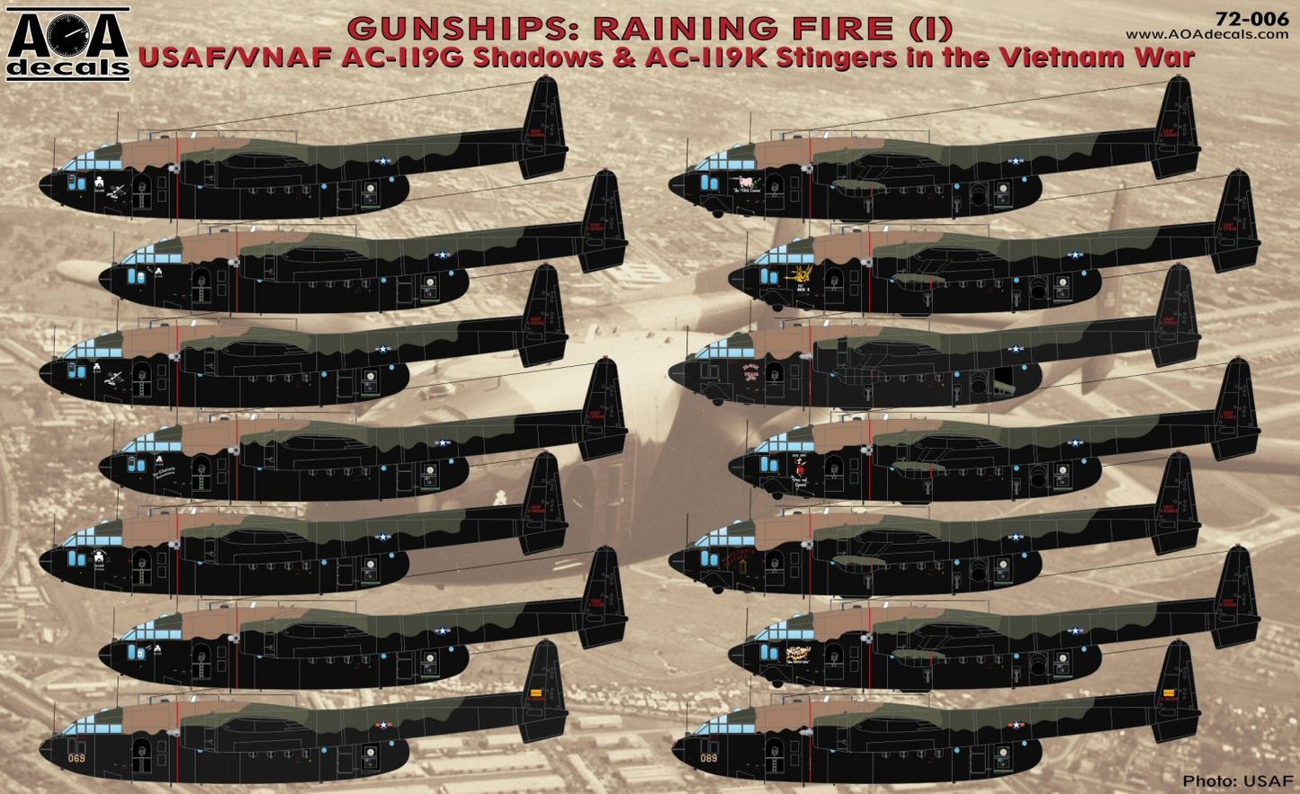AOA 72006 Fairchild AC-119G/K Shadow & Stinger Vietnam Decals 1:72