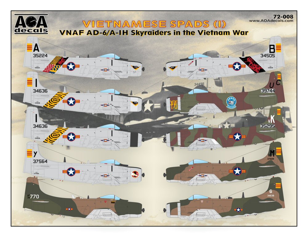 AOA Decals AOA72008 1:72 VIETNAMESE SPADS