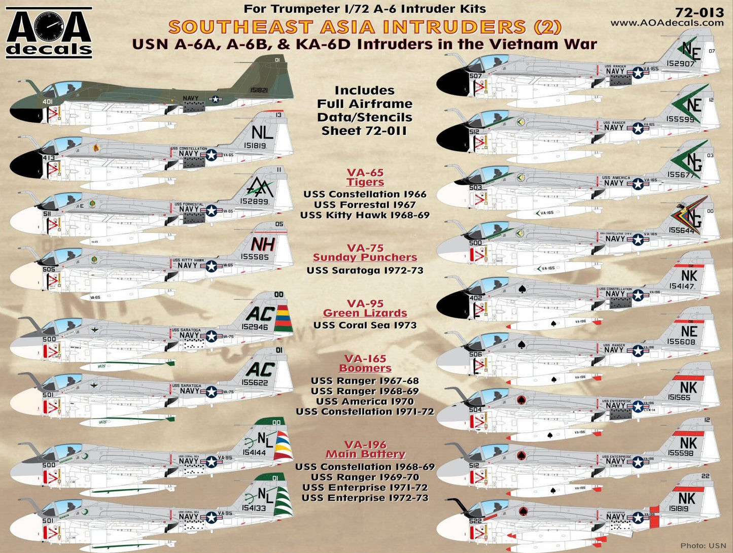 AOA Decals AOA72013 1:72 SOUTHEAST ASIA Grumman INTRUDERS