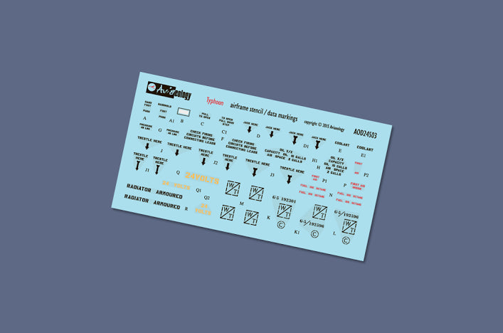 Aviaeology AOD24S03 1:24 Hawker Typhoon Mk.IB airframe stencil/data