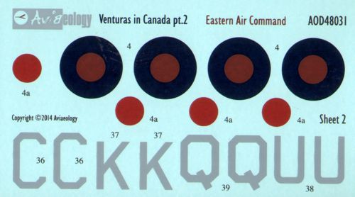 Aviaeology AOD48031 1:48 Lockheed PV-1 Venturas RCAF Eastern Air Command