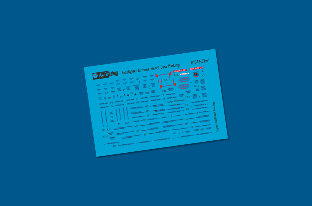 Aviaeology AOD48S02M1 1:48 Bristol Beaufighter airframe stencil/data markings