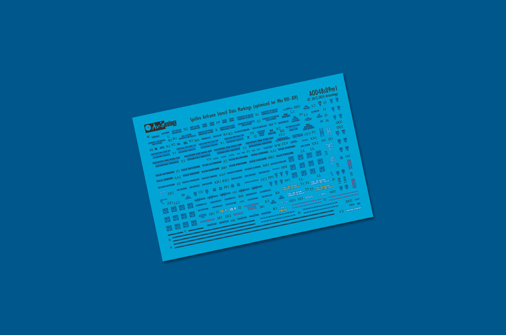 Aviaeology AOD48S09M1 1:48 Supermarine Spitfire airframe stencil/data markings