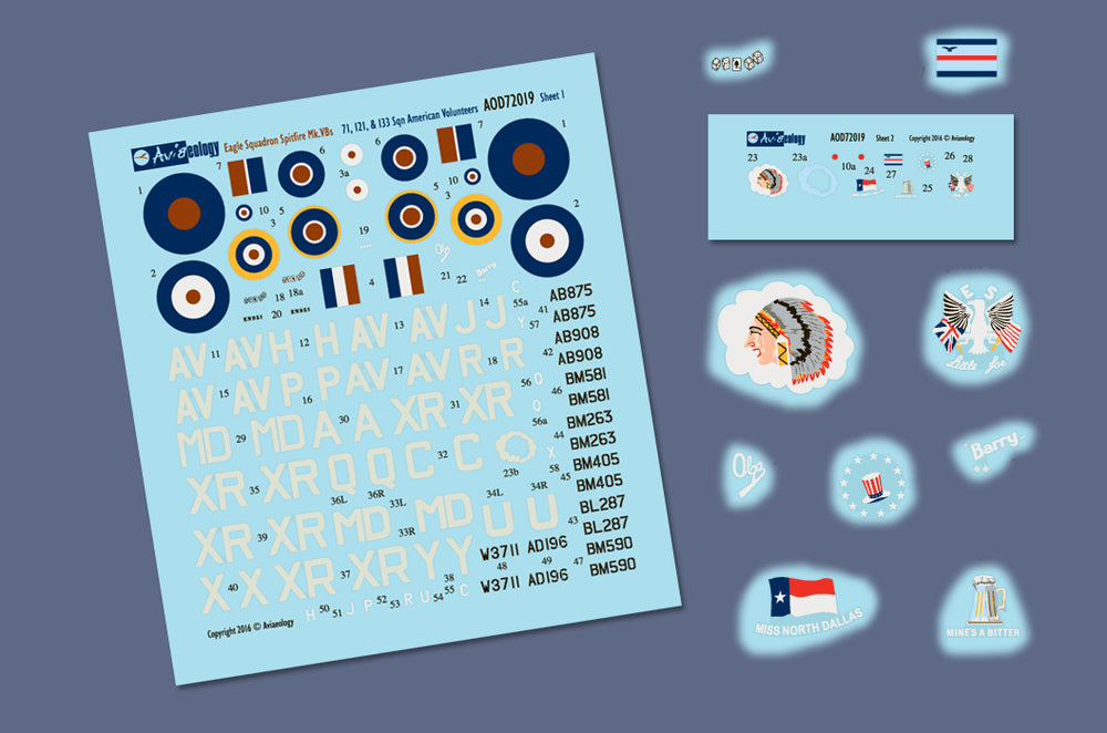 Aviaeology 72019 Eagle Sqn Spitfire Mk.V American Volunteers 1:72