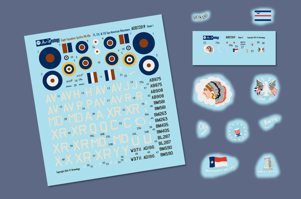 Aviaeology 72019 Eagle Sqn Spitfire Mk.V American Volunteers 1:72