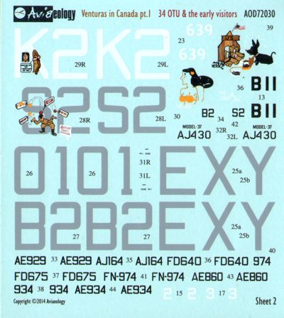 Aviaeology 72030 Lockheed PV-1 Ventura US/RAF/RCAF Decals 1:72