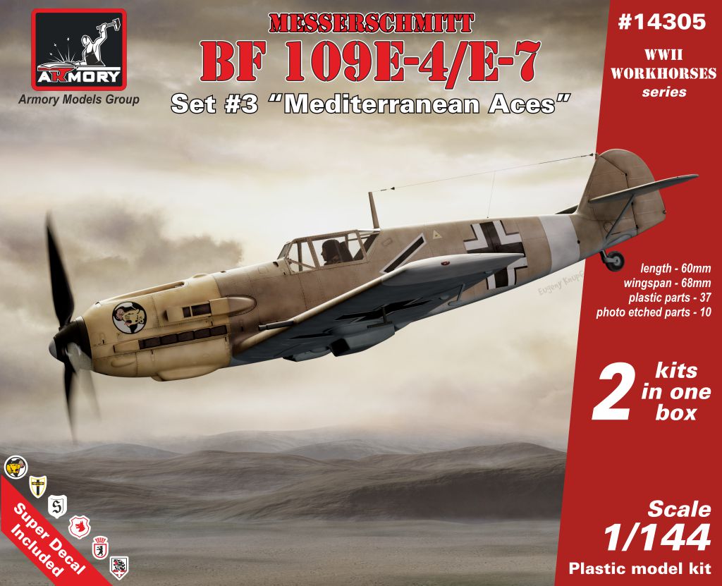 Armory 14305 Bf-109E-4/E-7 Mediterranean Theatre Aces 1:144