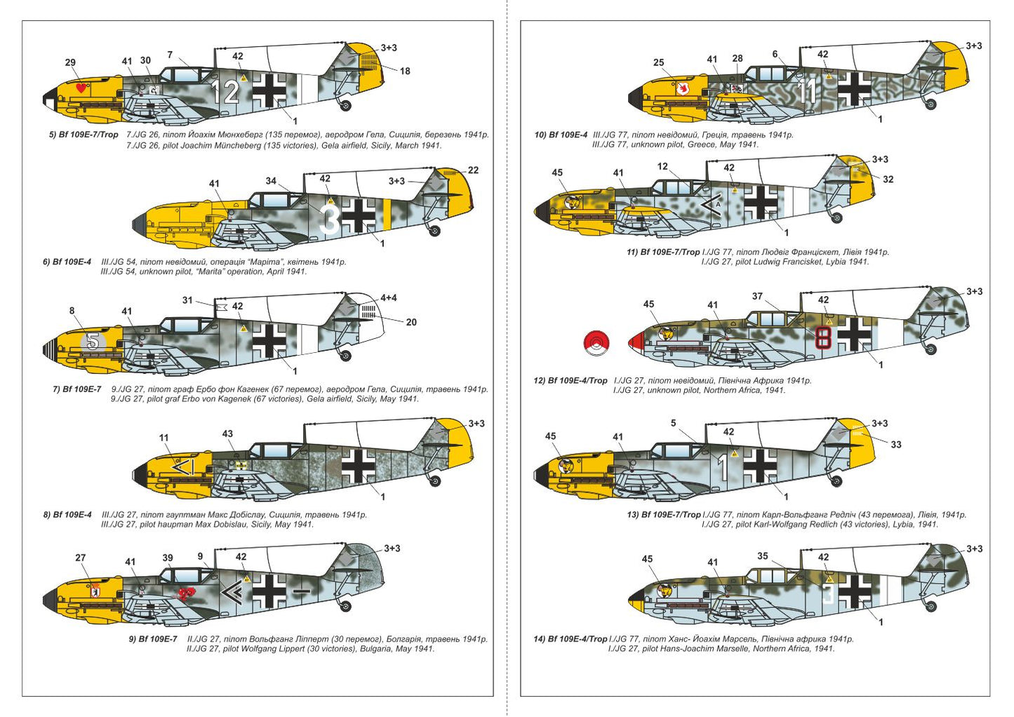 Armory 14305 Bf-109E-4/E-7 Mediterranean Theatre Aces 1:144