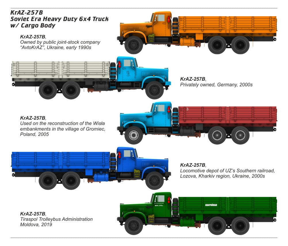 Armory AR72451 1:72 KrAZ-257B Soviet Era Heavy Duty 6x4 cargo truck